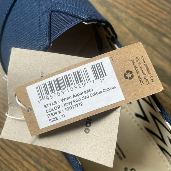 NWT TOMS Alpargata Navy Recycled Cotton Canvas Women size 11 - Picture 3 of 10